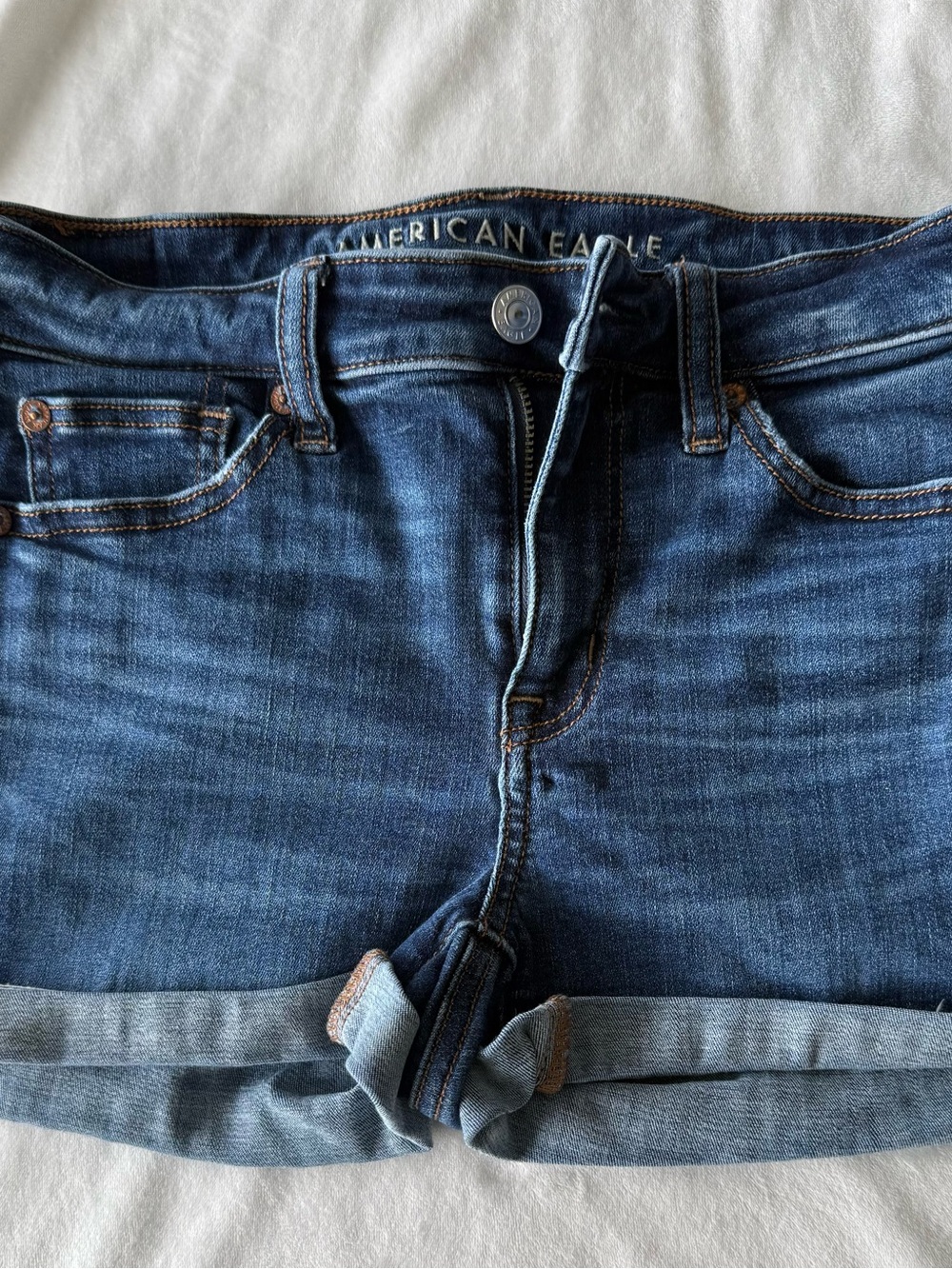 American Eagle Outfitters Women's Dark Blue Denim Shorts hi rise shortie